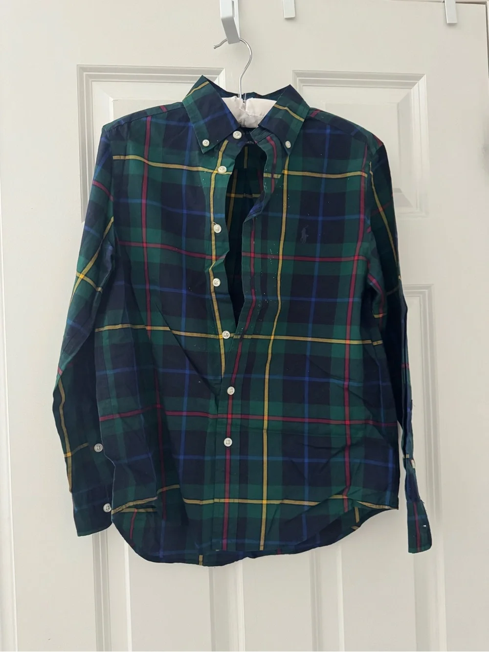 Ralph Lauren Green Navy Plaid Long-Sleeve Button-Down Shirt